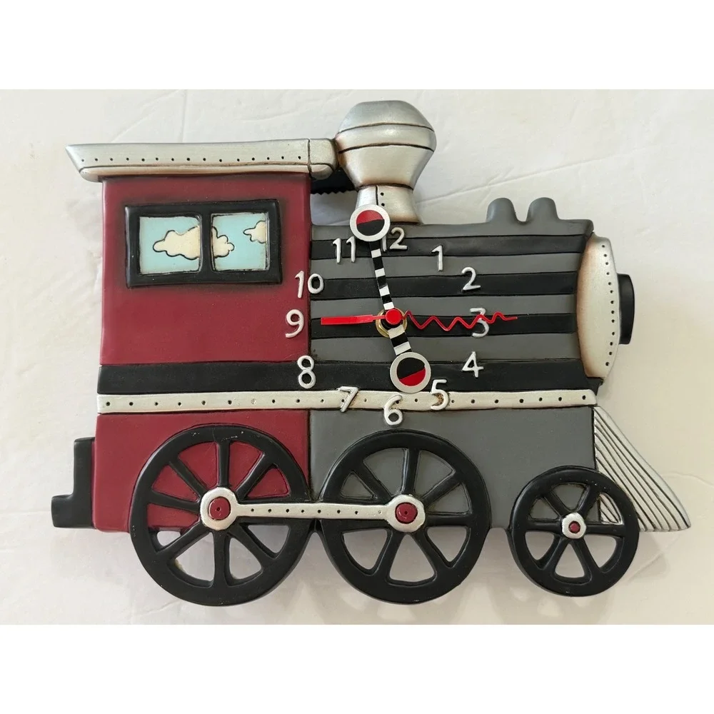 Allen Designs Studio Steam Engine Train Locomotive Wall Clock No Pendulum